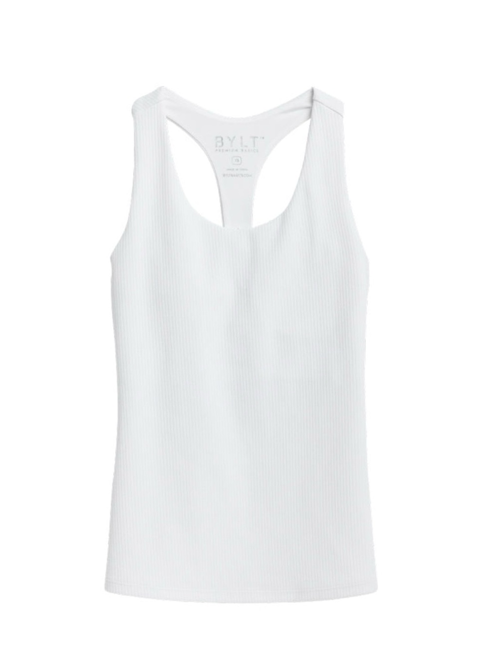 BYLT Basics White Ribbed Racerback Tank - Picture 2 of 9